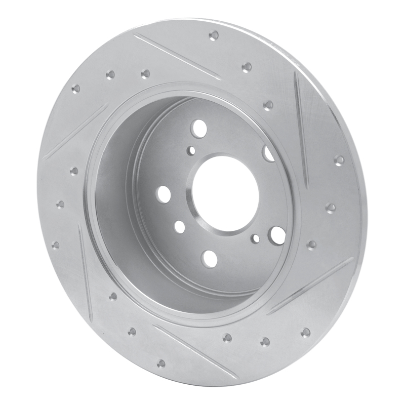 Toyota Avalon Brake Rotor (1) - Rear Left - R1 Concepts - Drilled & Slotted - Silver - `00-`04